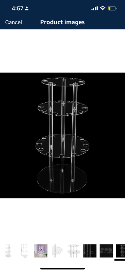 Circle Acrylic Champagne Display Rack Stand,with 28 Slots,3 Tier Champagne Tower